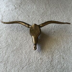 Vintage Bronze Longhorn Skull Wall Decor